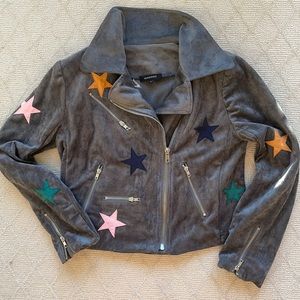 Suede-like motorcycle jacket